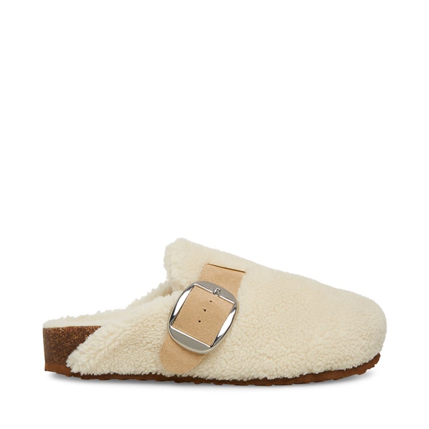 White Steve Madden Cuddle Women\'s Slides | PH 4968AWK